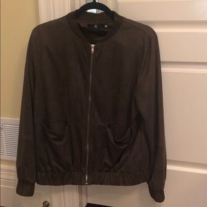 Forest green velvet bomber jacket